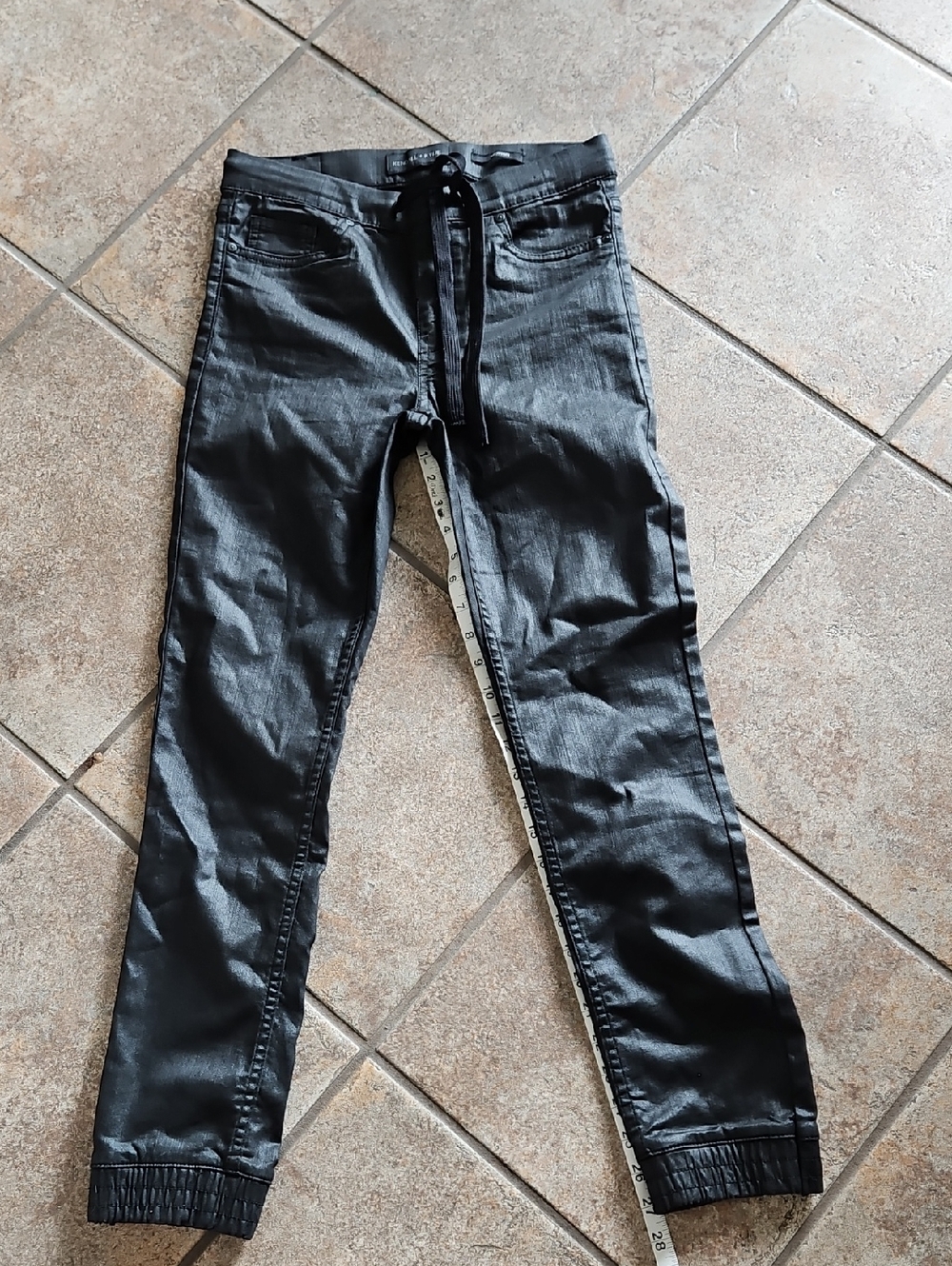 Kendall + Kylee The Jogger  Black Coated Jogger Pants
